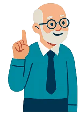 background character raising index finger
